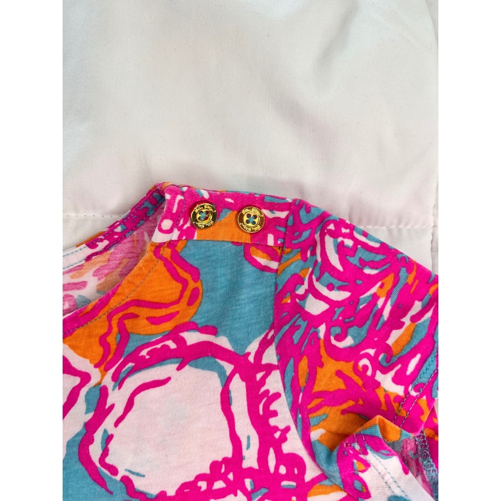 Lilly Pulitzer Girls Dress Size M (6-7) Colorful Floral Print Gold Button Detail - Picture 2 of 8